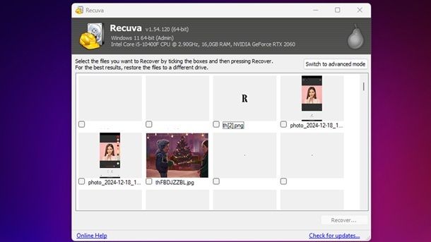 Recuva recupero file Windows