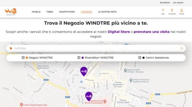 Trova Negozio sito WINDTRE