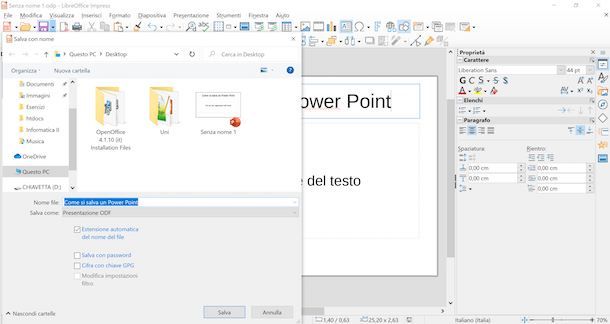 Salvataggio LibreOffice Impress