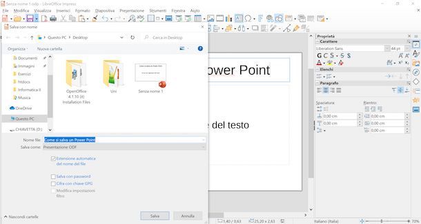 Salvataggio LibreOffice Impress
