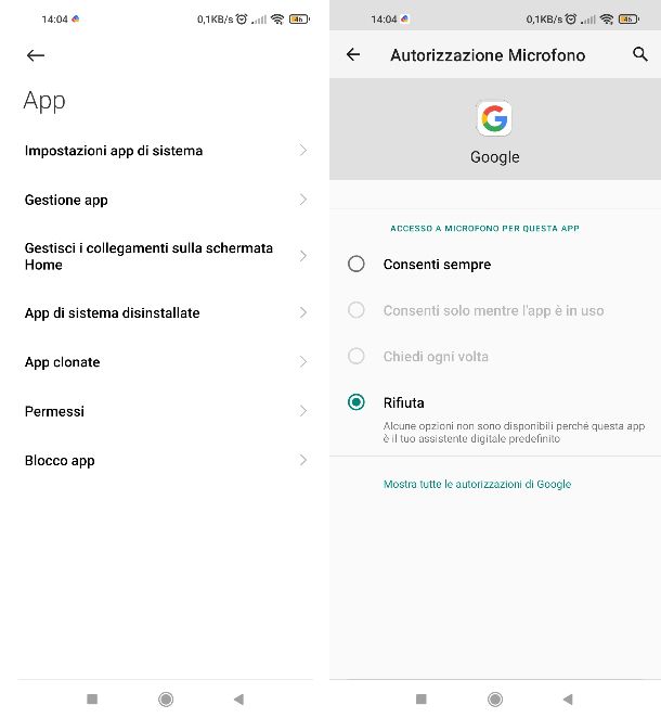 Disattivare microfono Google Android