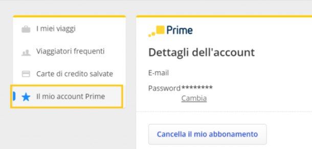 Eliminare l'account eDreams Prime da PC