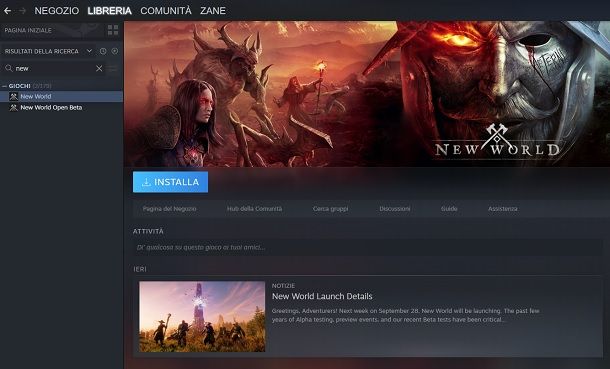 Come scaricare New World da Steam PC Windows