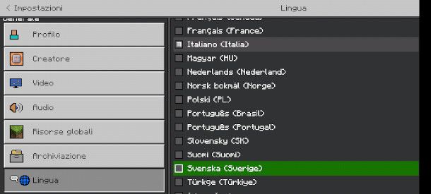 Minecraft PE cambiare lingua