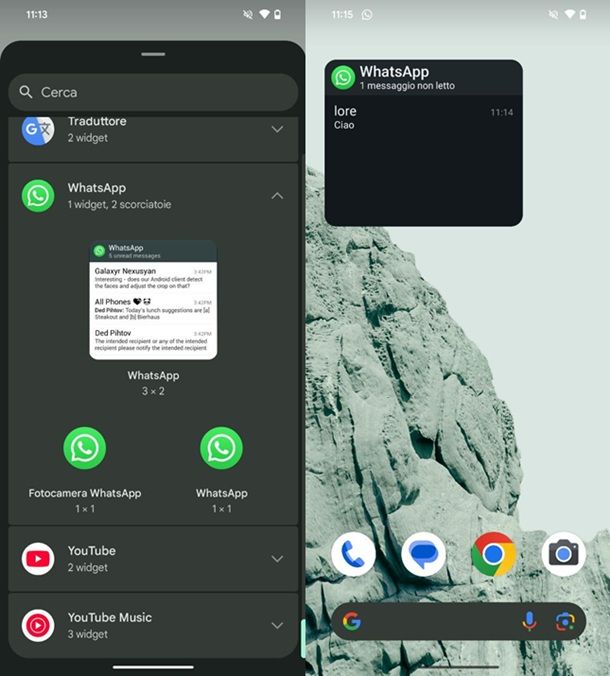 Utilizzare i widget di WhatsApp Android