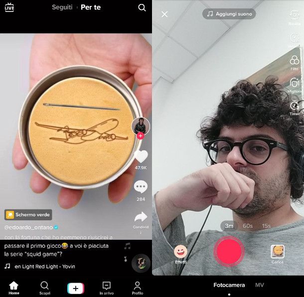 Registrazione video TikTok