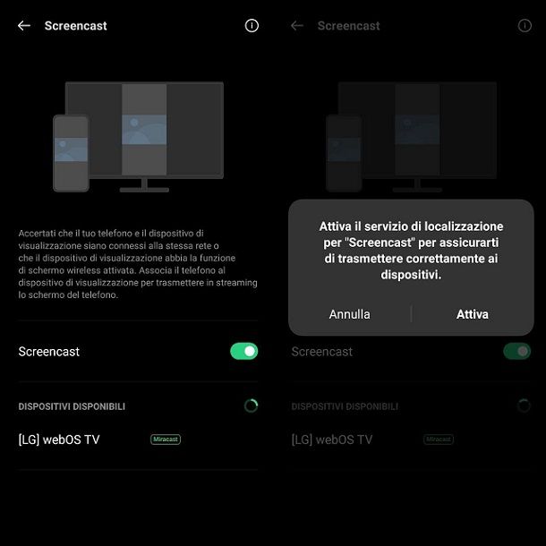 Come collegare OPPO alla tv senza cavo Screencast