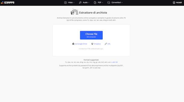 Estrattore di archivio di 123apps