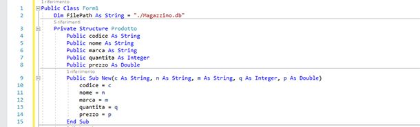 Parte di codice del programma gestionale in Visual Basic
