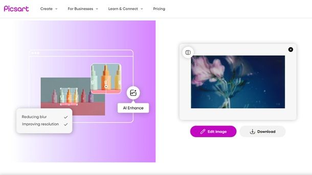 Altri servizi online per migliorare foto sfocate Picsart