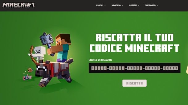 Riscatto codice Minecraft Minecoins