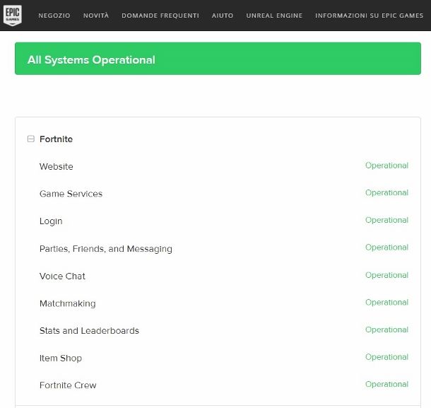 Verificare stato server Fortnite