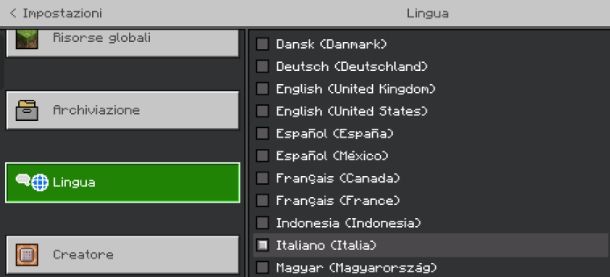 Come cambiare lingua su Minecraft Pocket Edition