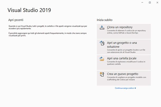 Nuovo Progetto Visual Studio