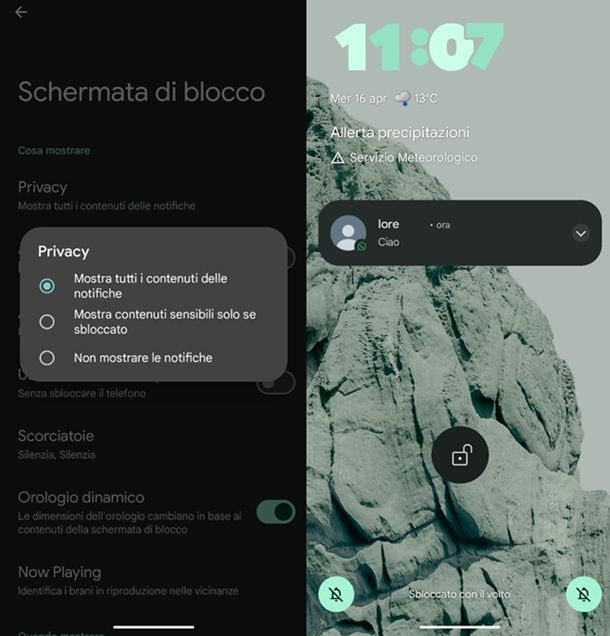 Messaggi WhatsApp schermata di blocco Android