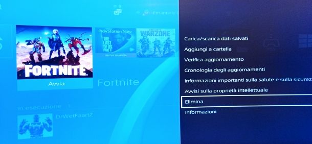 Eliminare Fortnite PS4