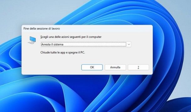 Come spegnere il PC dalla tastiera