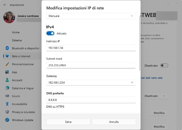 Come cambiare indirizzo IP