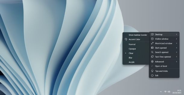 Come rendere la barra delle applicazioni trasparente: Windows 11
