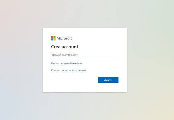 creare account microsoft