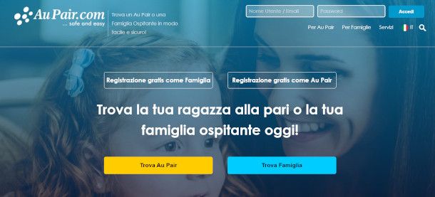 homepage sito aupair