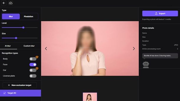 Programmi per oscurare i volti nelle foto online BlurMe