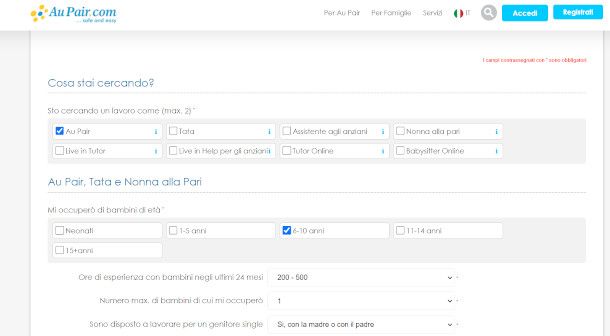 registrazione aupair
