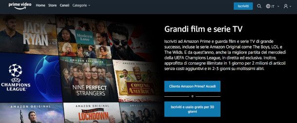 prime video interfaccia browser