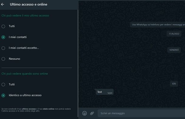 WhatsApp PC ultimo accesso