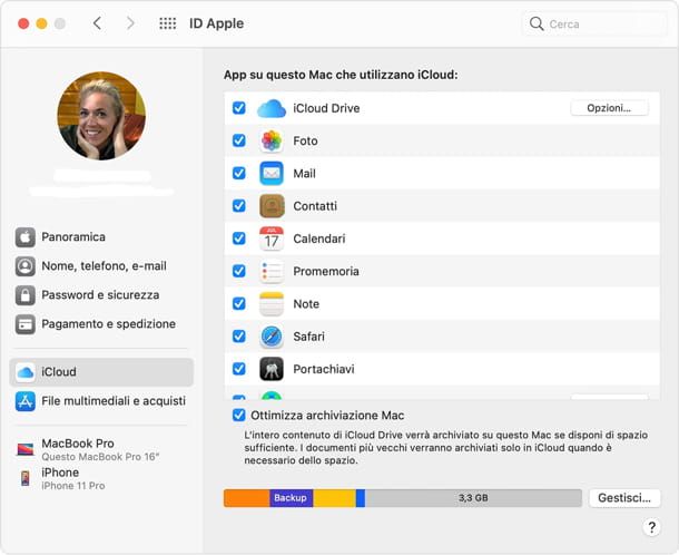 disattivare backup icloud mac