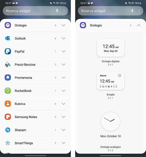 Come impostare orologio su schermo Samsung con Widget orologio