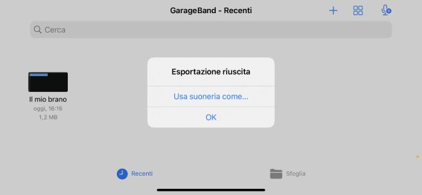 Esportazione suoneria da GarageBand