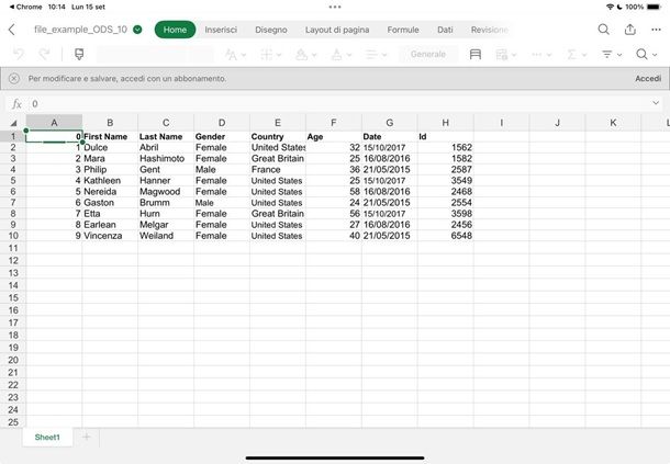 Come aprire file ODS su iPhone e Android