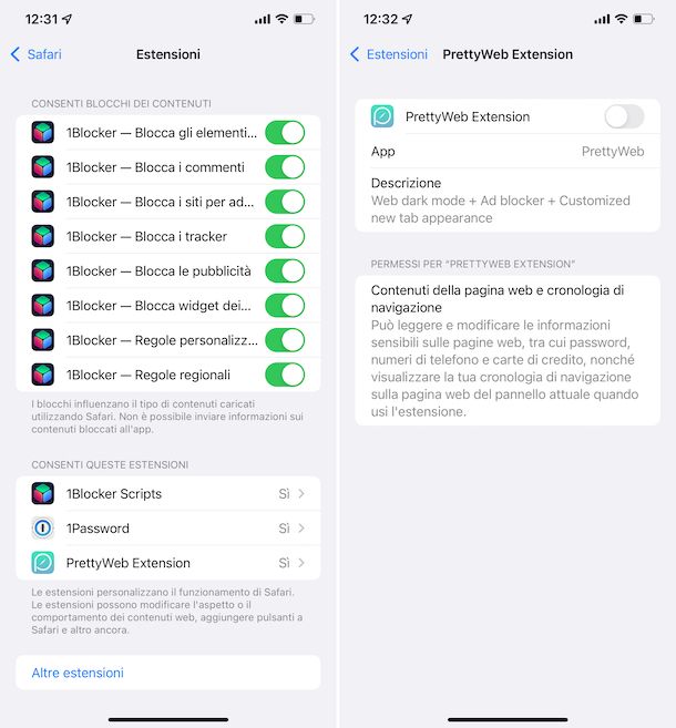 Estensioni Safari iOS 15