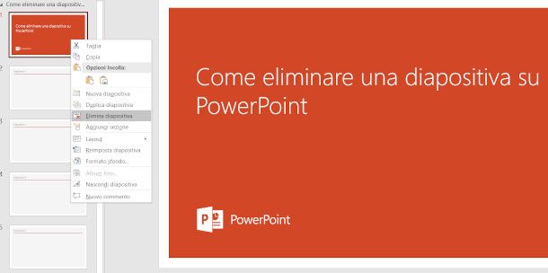 eliminare diapositiva PowerPoint da computer