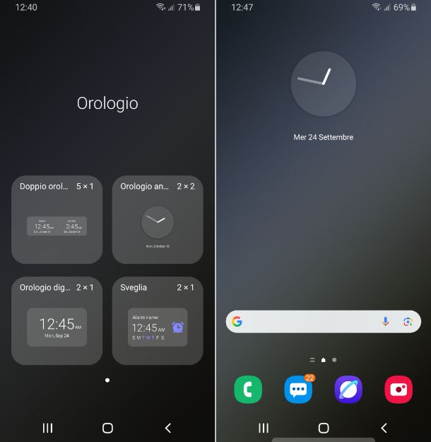 Widget Orologio Samsung