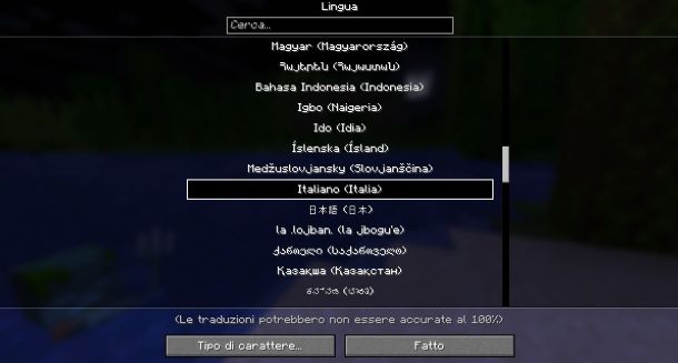 Come cambiare lingua su Minecraft Java Edition