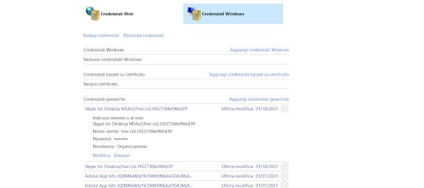 credenziali windows