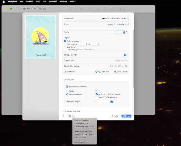 Stampante PDF macOS
