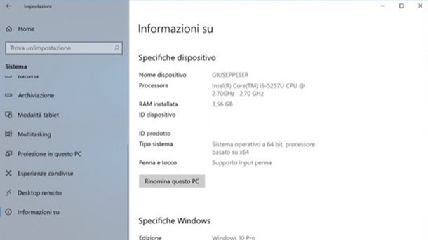 Come vedere la RAM del PC Windows 10
