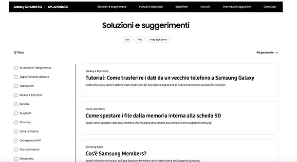 In caso di problemi con Samsung