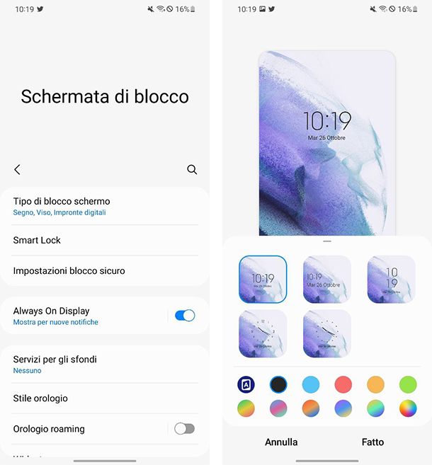 Come impostare orologio su schermo Samsung nel blocco schermo