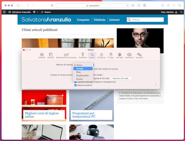 Safari motore di ricerca macOS