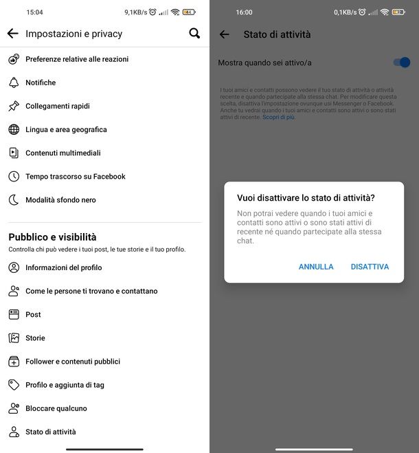 Come non far vedere che sei online su Facebook da app