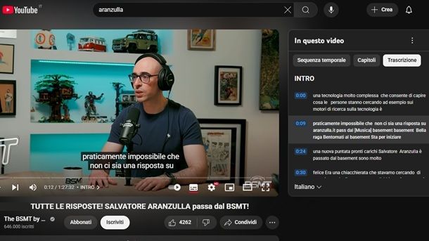 Trascrizione video YouTube