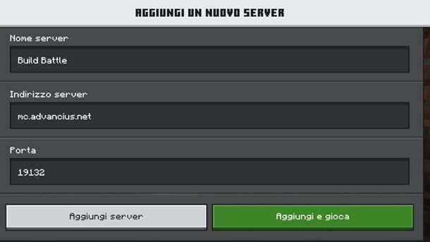 Dati server Minecraft Bedrock