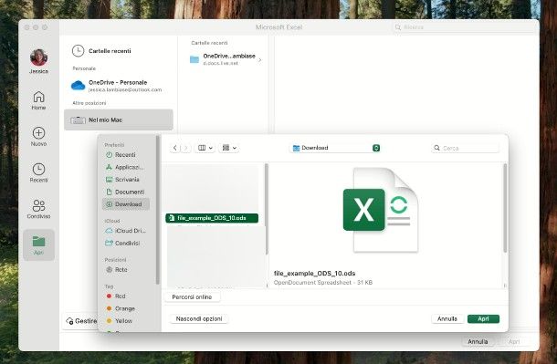 Come aprire file ODS con Excel