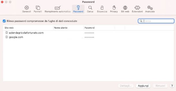 visualizzare password safari da PC