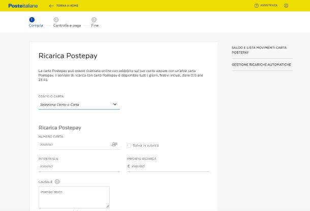 Come ricaricare Postepay online