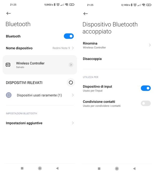 Eliminare dispositivi associati Bluetooth Android